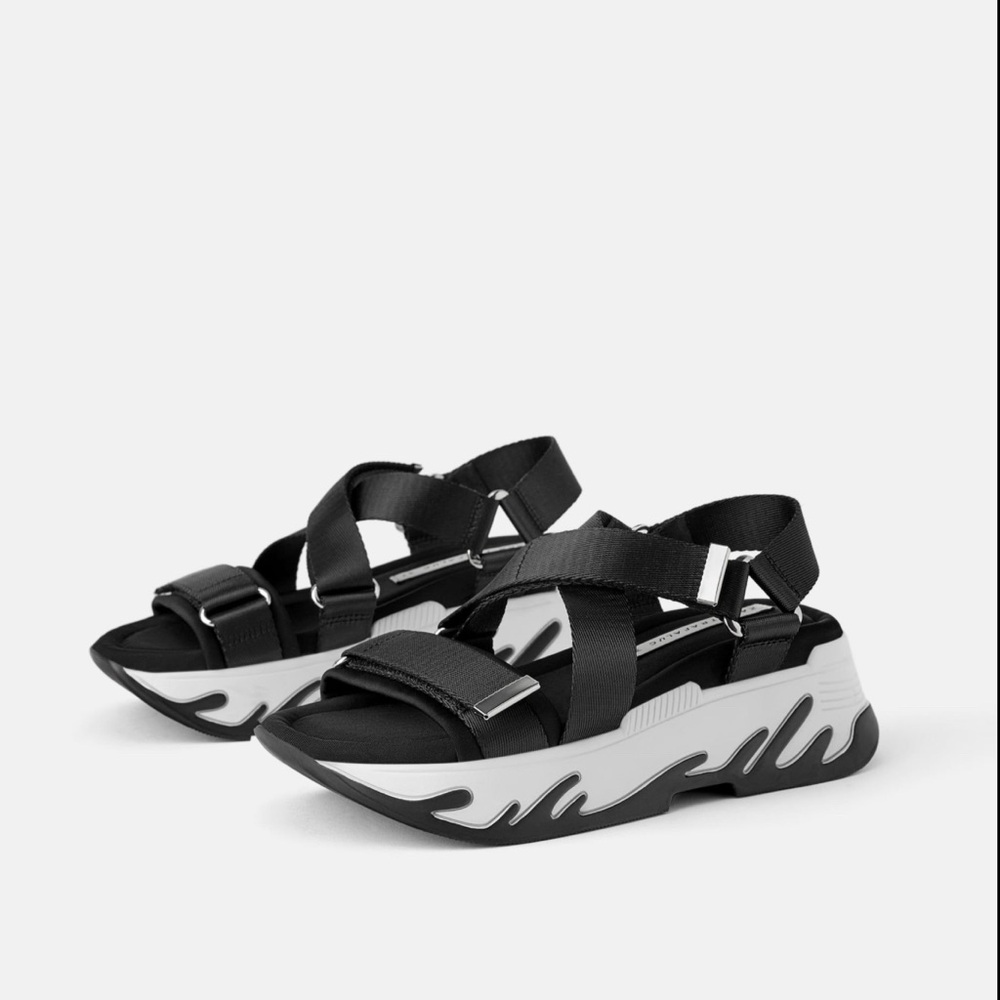 Zara Athletic flat form sandals size 39